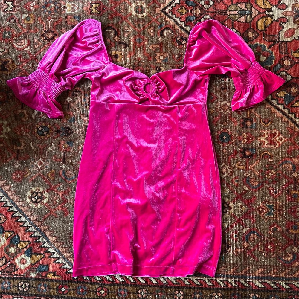 Pink Velvet 60s Style Go Go Mini Dress